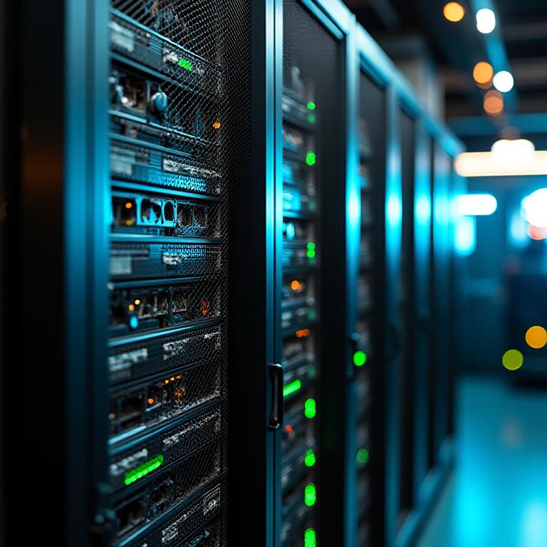 Raw server rack and collaboration setup